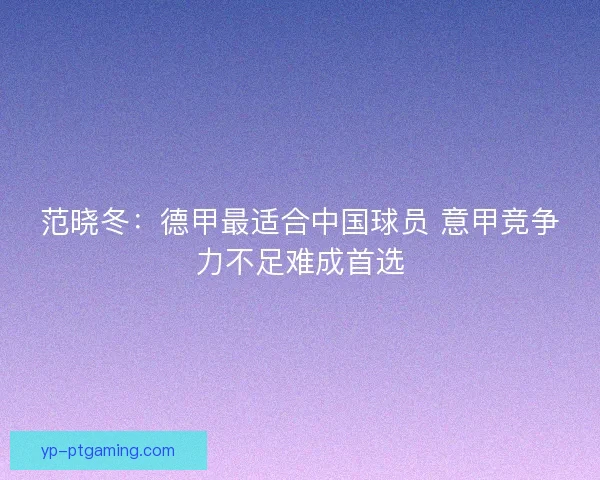 范晓冬：德甲最适合中国球员 意甲竞争力不足难成首选